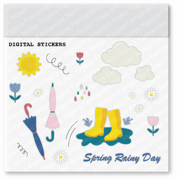 Spring Rainy Day DPSC1: Digital Planner Sticker Collection - Image 2