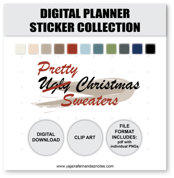 Pretty Ugly Christmas Sweater DPSC1: Digital Planner Sticker Collection - Image 2