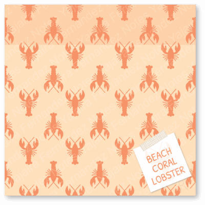 Beach Coral Lobster Seamless Pattern